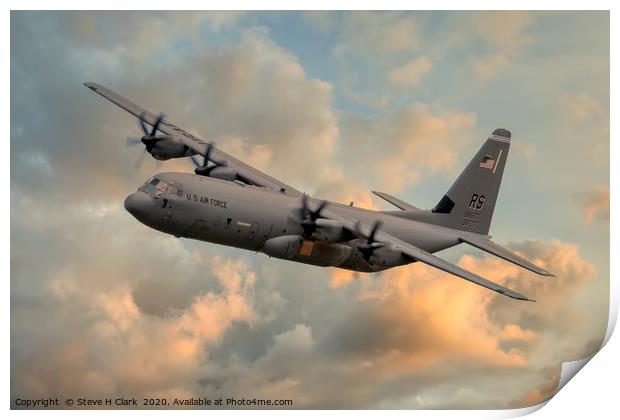 USAF C-130 Hercules Print by Steve H Clark