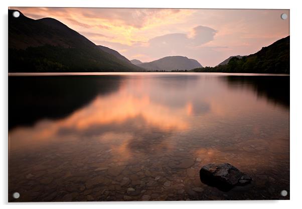 Sunset Buttermere, Cumbria Acrylic by David Lewins (LRPS)