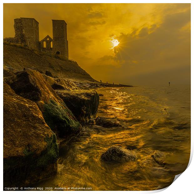 Reculver Towers Print by Anthony Rigg