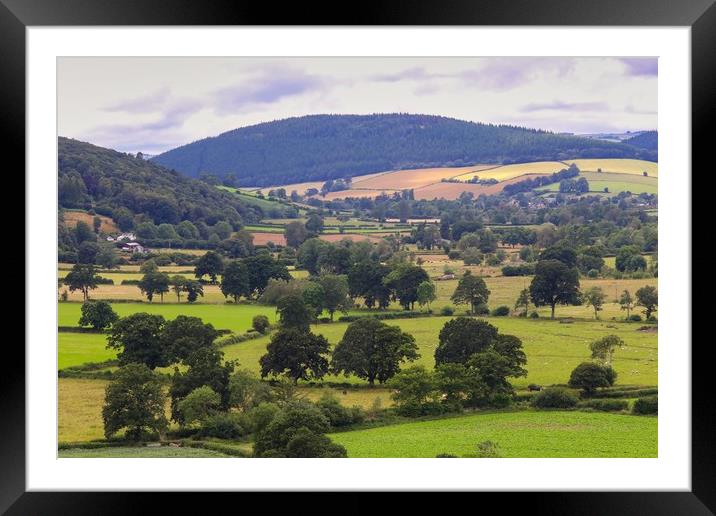 South Shropshire landscape of the Clun Valley Framed Mounted Print by Simon Marlow