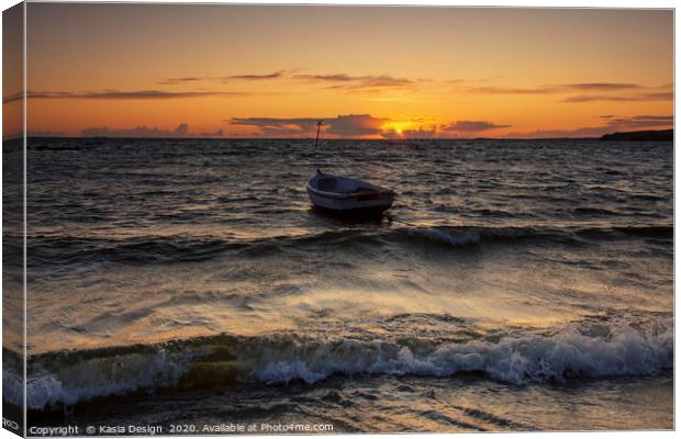 Bobbing Boat in the Baltic Sunset Canvas Print by Kasia Design