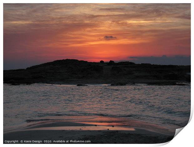 Formentera Sunset, Balearic Islands, Spain Print by Kasia Design