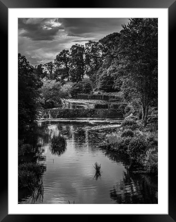 River Aln in Black & White Framed Mounted Print by Aimie Burley