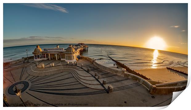 Fisheye view of Cromer pier at sunrise Print by Chris Yaxley