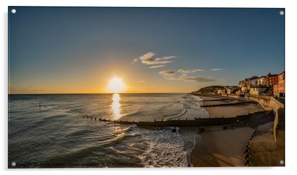 Fisheye view over Cromer beach and the promenade a Acrylic by Chris Yaxley
