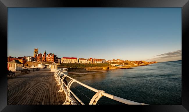 Fish eye view of Cromer at sunrise captured from t Framed Print by Chris Yaxley