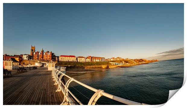 Fish eye view of Cromer at sunrise captured from t Print by Chris Yaxley