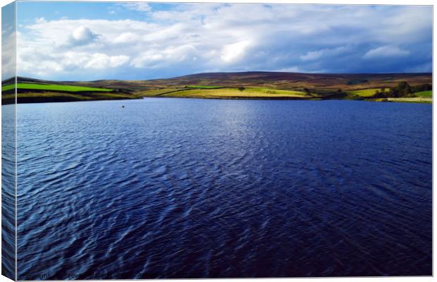 March Ghyll Reservoir and Middleton Moor Canvas Print by Steven Watson
