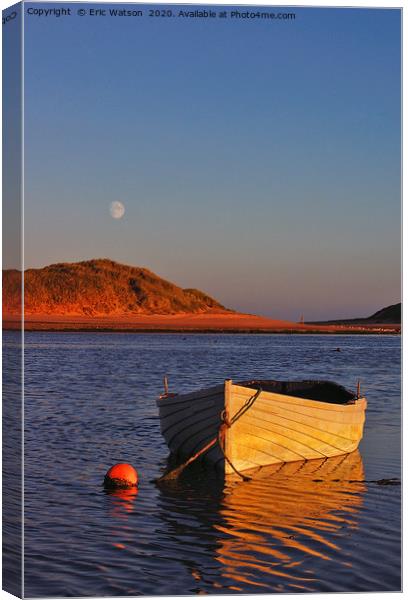 Boat And Moon  Canvas Print by Eric Watson
