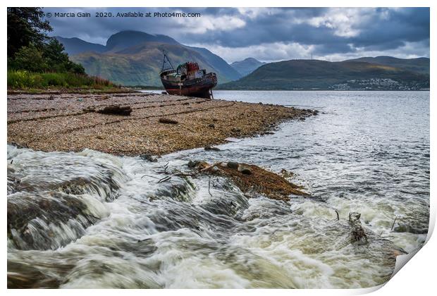Corpach Shipwreck Print by Marcia Reay