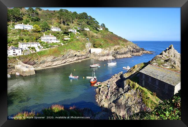 Polperro Outer Harbour and The Old Net Loft Framed Print by Rosie Spooner