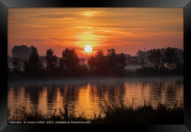 sunrise over the river maas in Holland Framed Print by Chris Willemsen