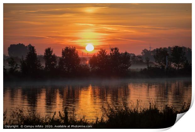 sunrise over the river maas in Holland Print by Chris Willemsen