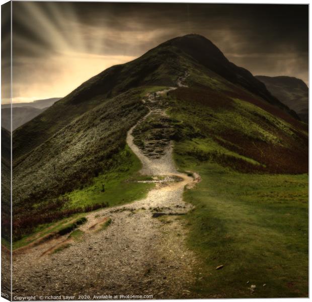 Conquering Catbells at Sunset Canvas Print by richard sayer