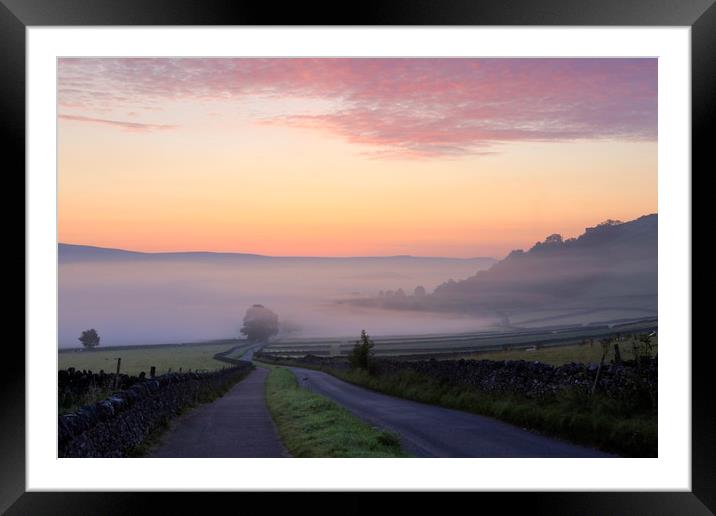 Winnats pass autumn sunrise in the peak district Framed Mounted Print by MIKE HUTTON