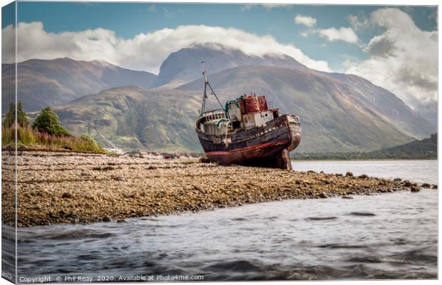 The Corpach Wreck Canvas Print by Phil Reay