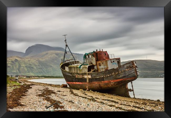 The Corpach Wreck (long exposure) Framed Print by Phil Reay