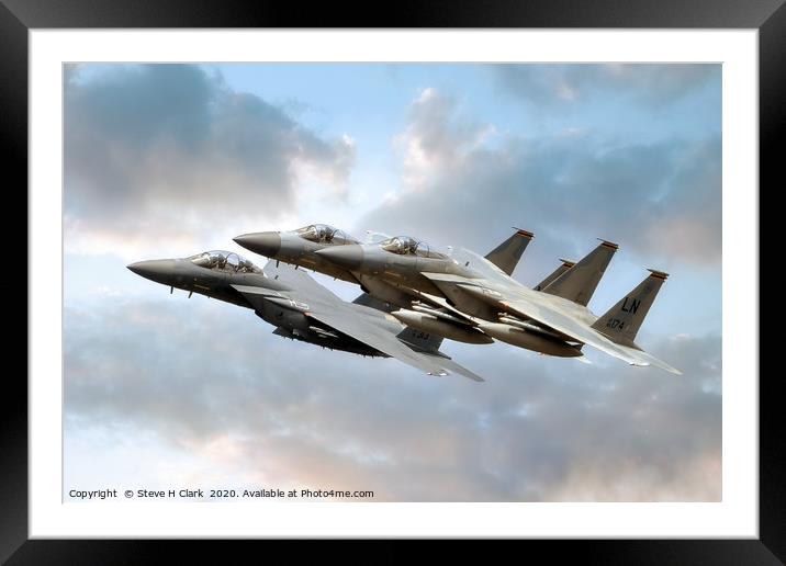 F-15 Eagles and Strike Eagle Framed Mounted Print by Steve H Clark