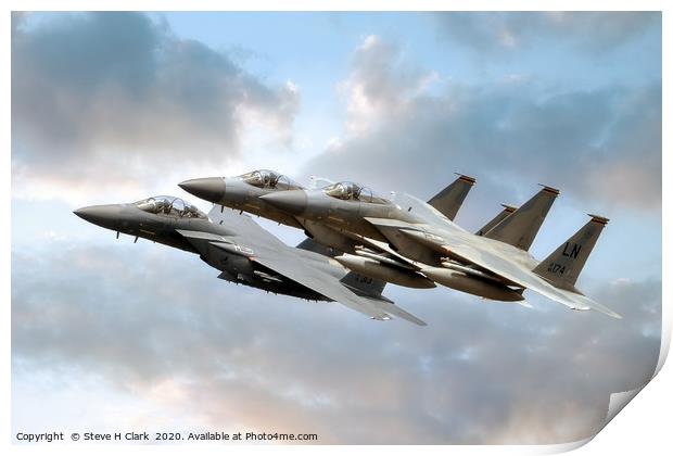 F-15 Eagles and Strike Eagle Print by Steve H Clark
