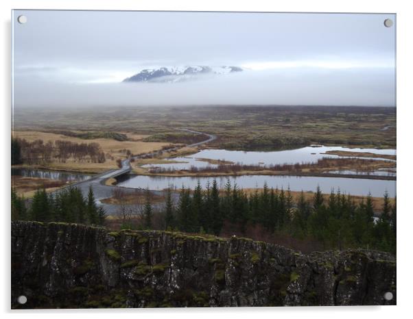 Þingvellir valley of tectonic plates, Iceland Acrylic by Theo Spanellis