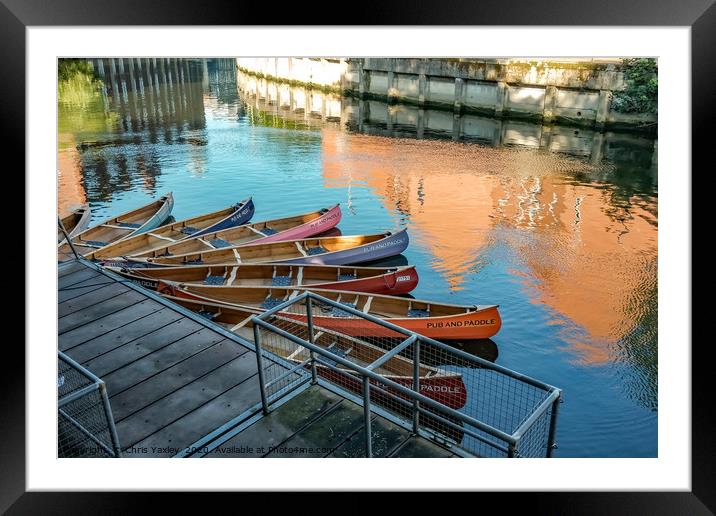 Pub & Paddle canoe hire on the River Wensum, Norwi Framed Mounted Print by Chris Yaxley