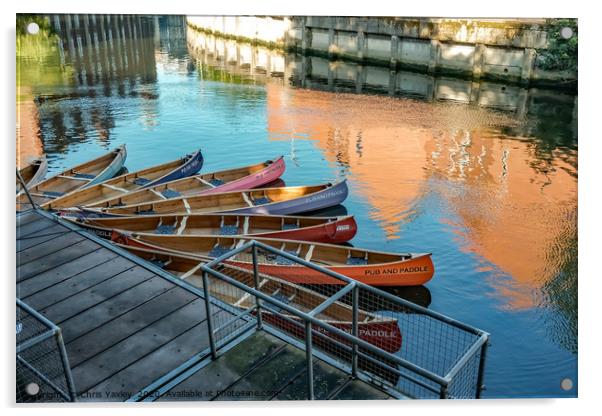 Pub & Paddle canoe hire on the River Wensum, Norwi Acrylic by Chris Yaxley