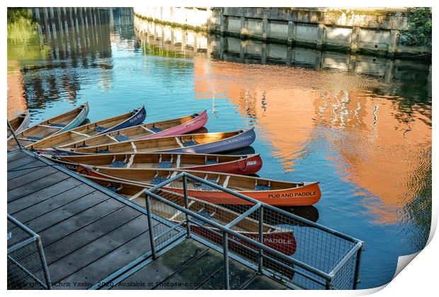 Pub & Paddle canoe hire on the River Wensum, Norwi Print by Chris Yaxley