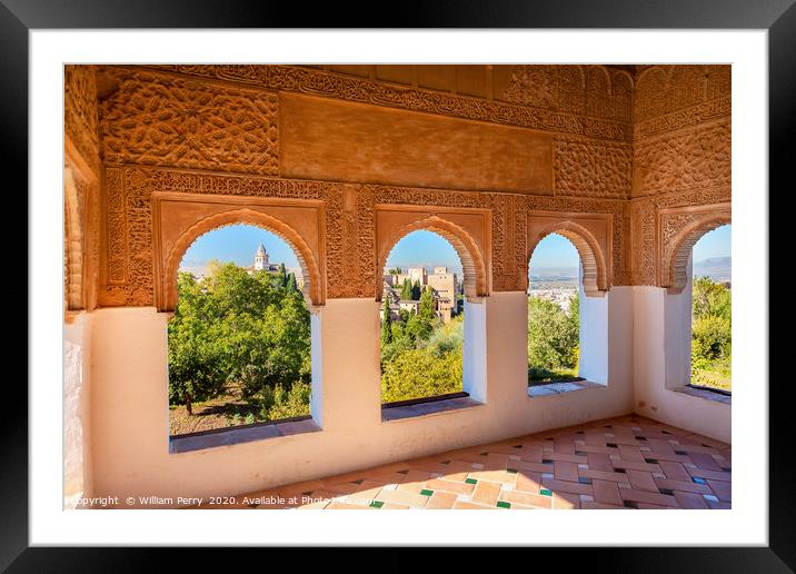Alhambra Moorish Wall Designs City View Granada An Framed Mounted Print by William Perry
