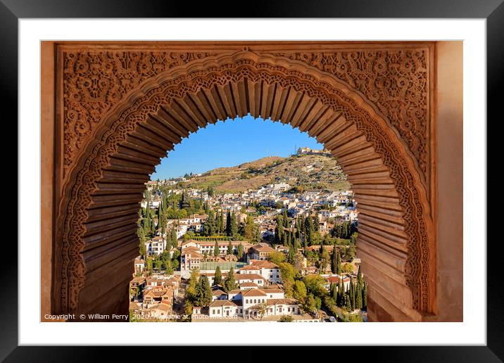 Alhambra Arch Granada Cityscape Andalusia Spain Framed Mounted Print by William Perry