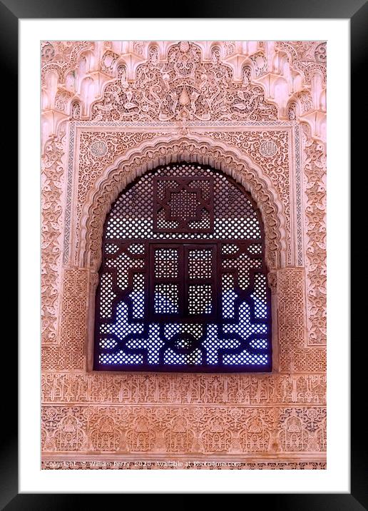 Alhambra Courtyard Moorish Wall Designs Window Gra Framed Mounted Print by William Perry