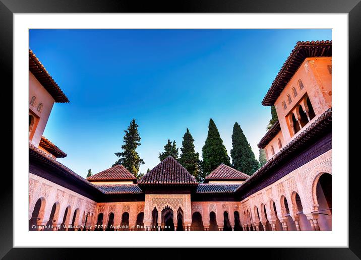 Alhambra Moorish Courtyard Lions Granada Andalusia Framed Mounted Print by William Perry