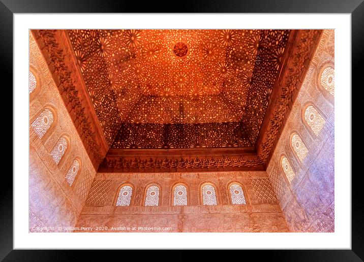 Square Shaped Domed Ceiling Alhambra Arch Moorish  Framed Mounted Print by William Perry