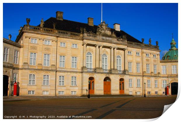 Amalienborg Palace - winter home of danish royal f Print by M. J. Photography