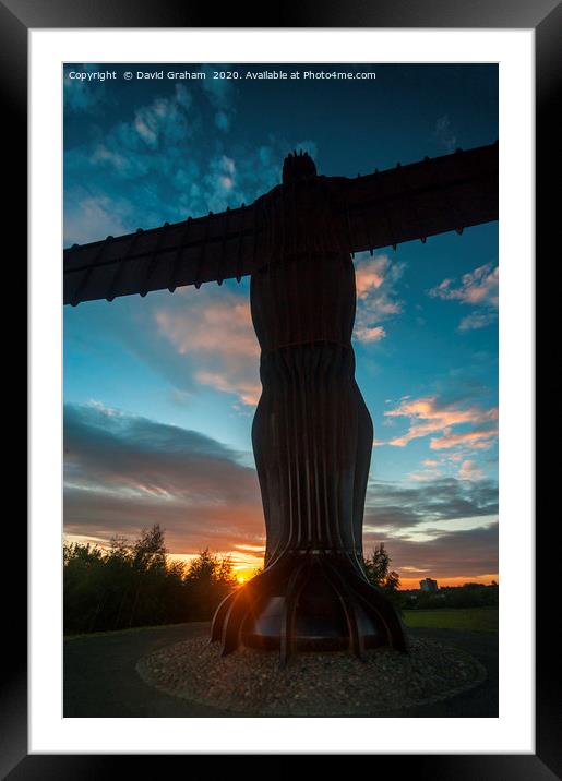 Angel of the North at sunset Framed Mounted Print by David Graham