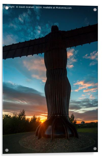 Angel of the North at sunset Acrylic by David Graham