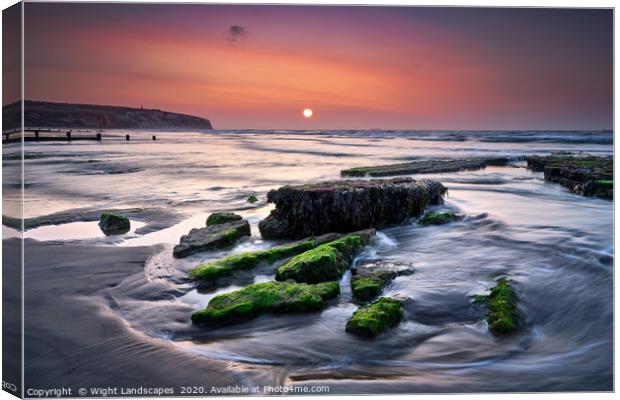 Sunrise At Sandown Beach Canvas Print by Wight Landscapes