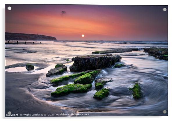 Sunrise At Sandown Beach Acrylic by Wight Landscapes