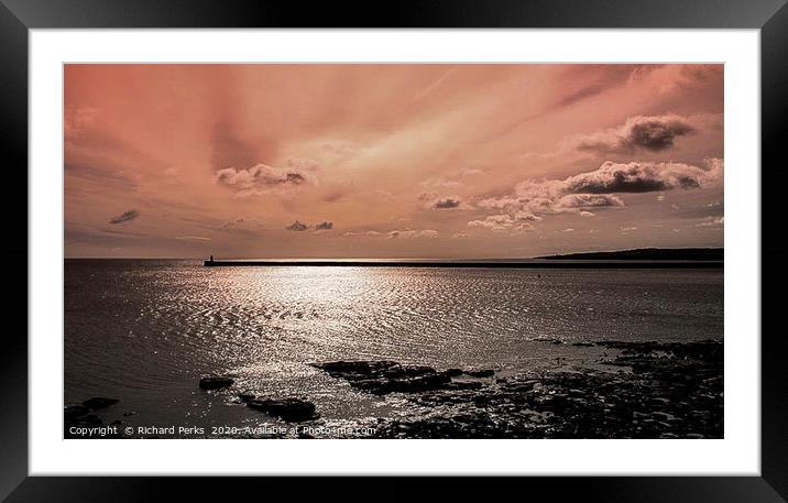 red dawn at Tynemouth Framed Mounted Print by Richard Perks