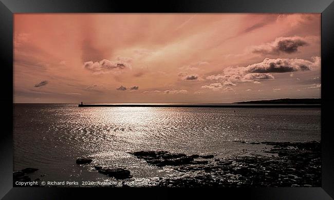 red dawn at Tynemouth Framed Print by Richard Perks