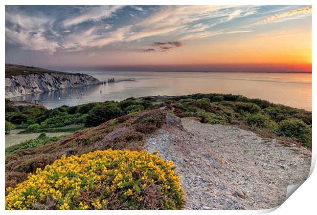 Sunset at the Needles Lighthouse Print by James Marsden