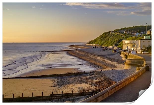 A view over the promenade and beach in Cromer Print by Chris Yaxley