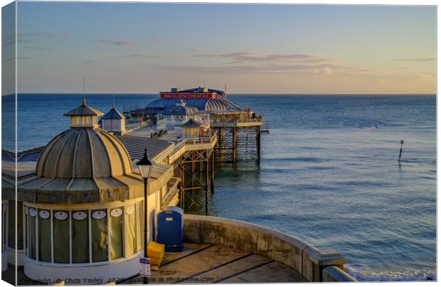 View over Cromer Pier at sunrise Canvas Print by Chris Yaxley