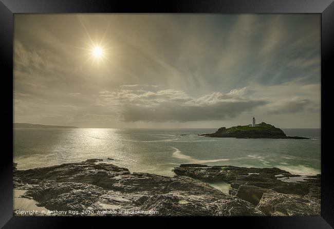 Godrevy Lighthouse St Ive's  Framed Print by Anthony Rigg