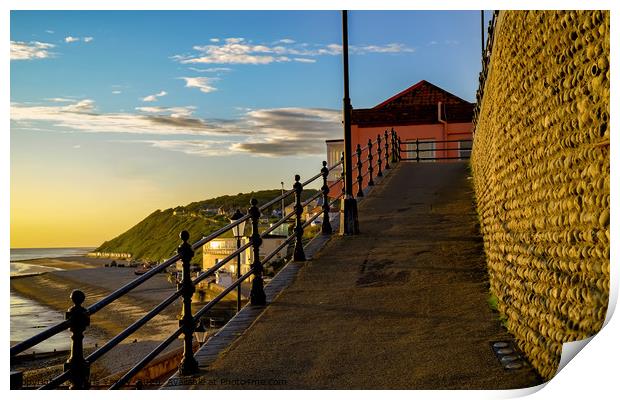 Walking the ramp on Cromer seafront Print by Chris Yaxley