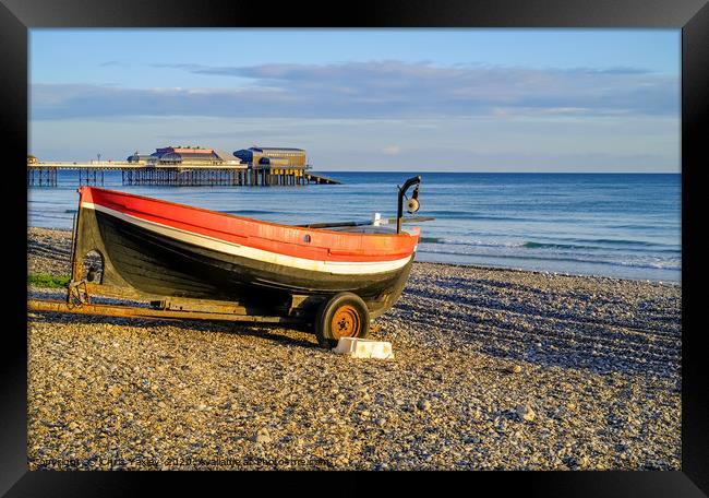 Traditional crab fishing boat on Cromer beach at s Framed Print by Chris Yaxley