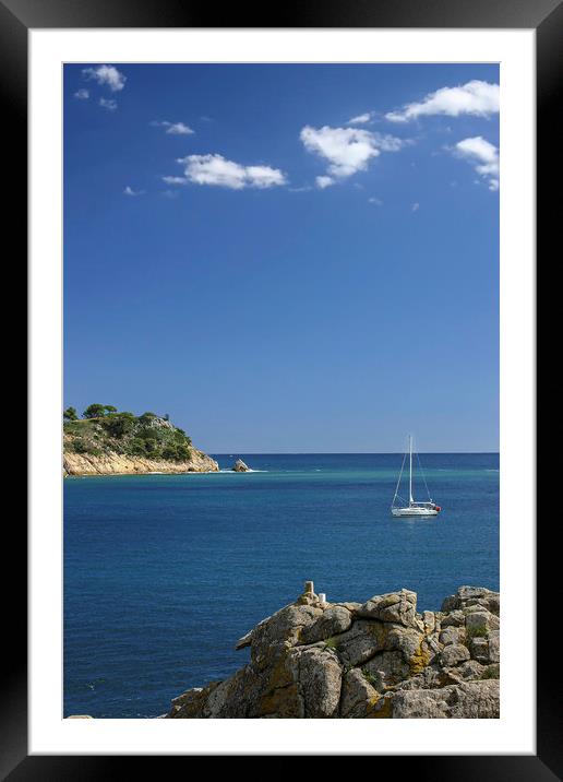 Sailing ship on the Spanish coast Framed Mounted Print by Arpad Radoczy