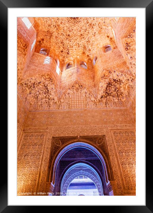 Star Shaped Domed Ceiling of the Sala de Albencerrajes Blue Arch Framed Mounted Print by William Perry