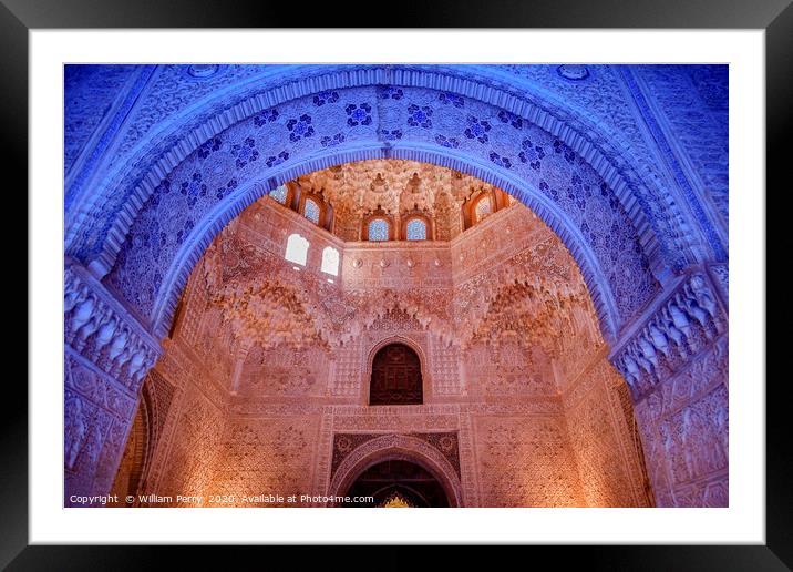 Blue Arch Albencerrajes Alhambra Moorish Wall Desi Framed Mounted Print by William Perry
