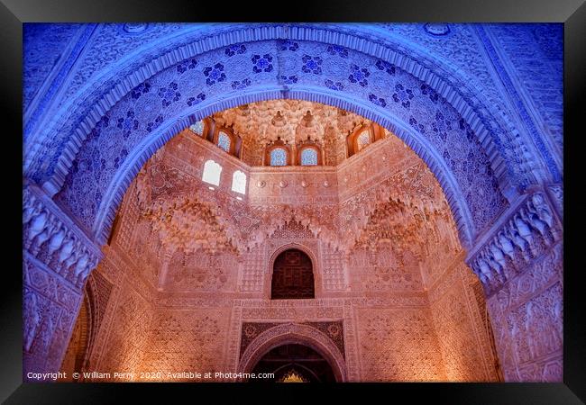 Blue Arch Albencerrajes Alhambra Moorish Wall Desi Framed Print by William Perry