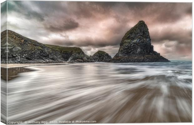 Bedruthan Steps Cornwall  Canvas Print by Anthony Rigg